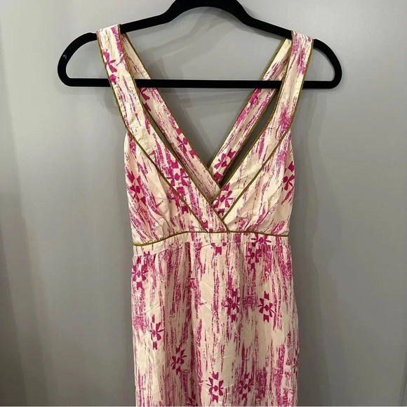 Ann Taylor LOFT 100% Silk Dress Abstract Ikat Pattern Long Maxi Dress Size 4 - Picture 4 of 7